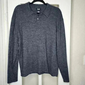 G.H. Bass & Co. Men's Gray Knit Merino Wool Blend Quarter Button Sweater Large